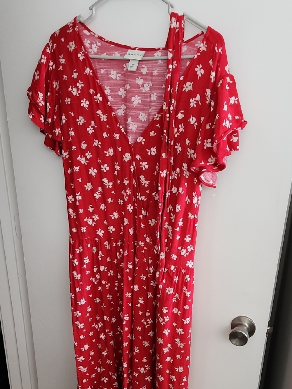 Ava & Viv Red belted Maxi